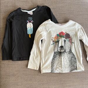 Hanna Andersson Long Sleeve Tees: Bundle of 2 with Bear and Ice Cream Designs